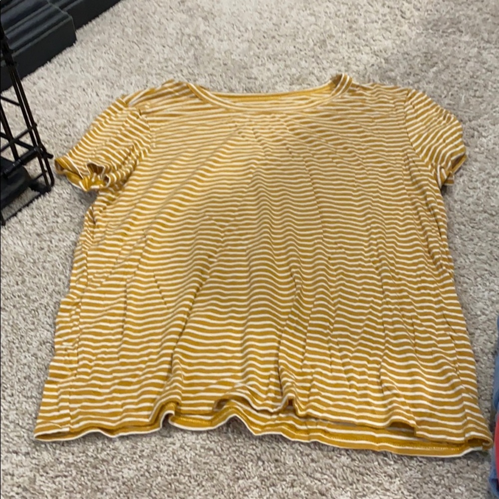 Yellow striped American Eagle short sleeve shirt